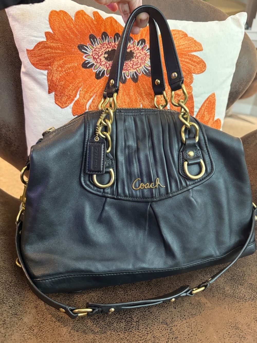 COACH LEATHER SATCHEL F17647 ASHLEY BAG w/Crossbody Strap & Hangtag 07/2011 EUC